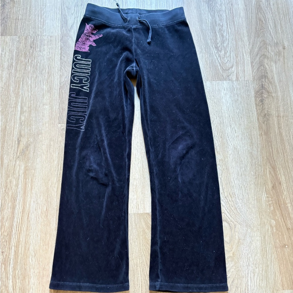 Juicy Couture Black and Purple Velour Sweat Pants